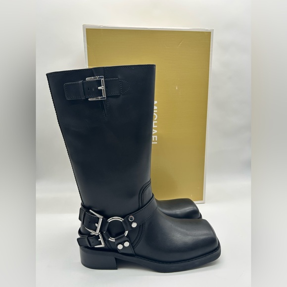 Michael Kors Crosby Moto Boots Black Leather Biker Boots Size 9.5 M NWT - Picture 10 of 10